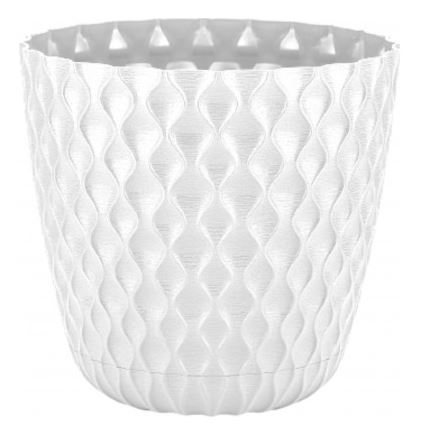 Горшок для цветов InGreen Wave с дренажной сеткой и съемным поддоном 10л, D270мм, белоснежный жасмин